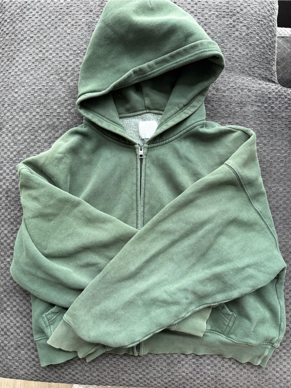 TNA Green Zip-Up Hoodie Cropped